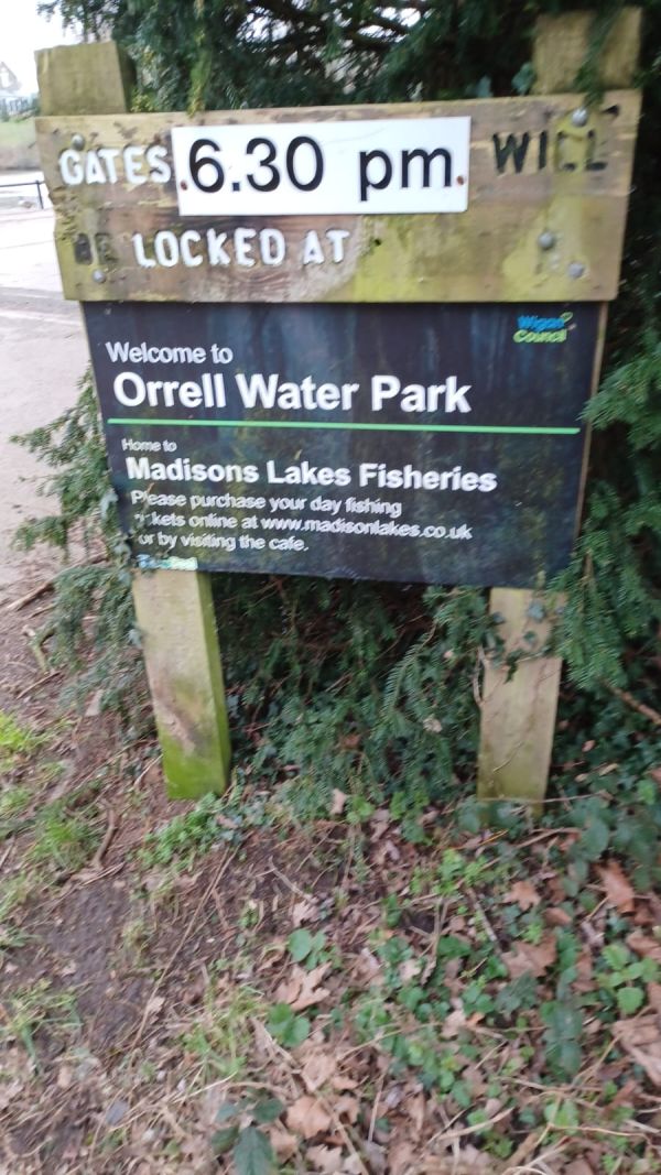 Entry sign at Orrell Water Rark